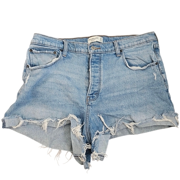 Abercrombie & Fitch The Dad Short High Rise Button Fly Womens 16 Festival Grunge - Picture 1 of 11